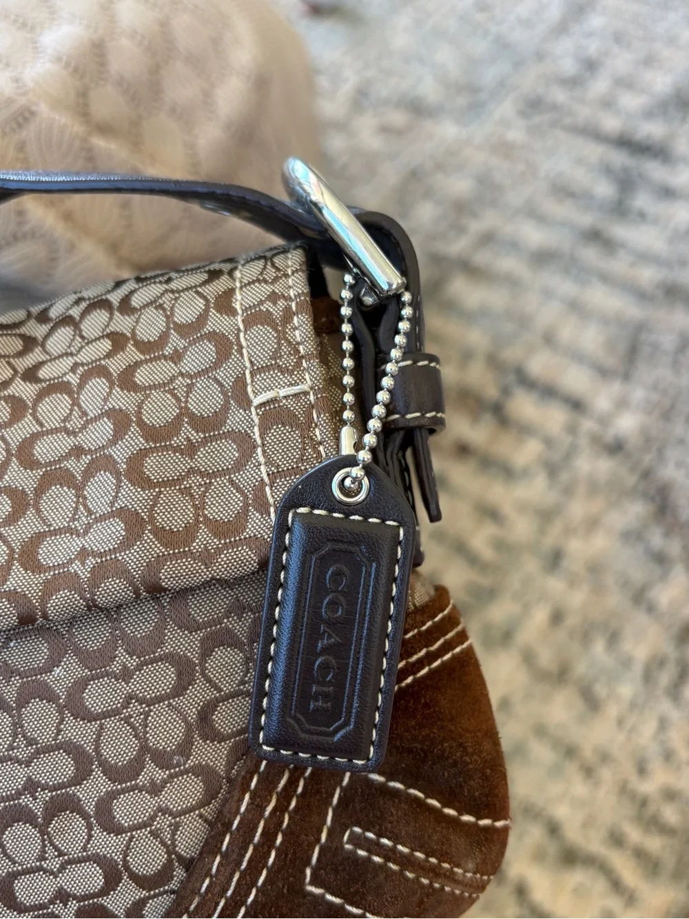 Vintage Coach Signature Suede Shoulder Bag – Style 3628